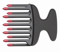 Afro comb with double-spaced offset teeth, dark grey