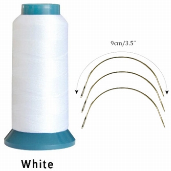 Hair weaving tread, color White - incuded 3 needles