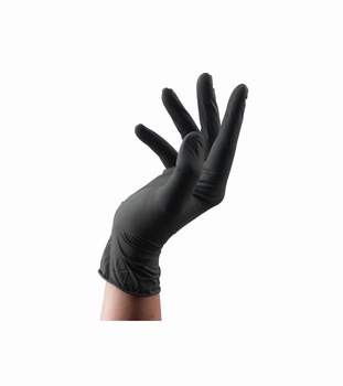 Black latex satin handschoenen - large