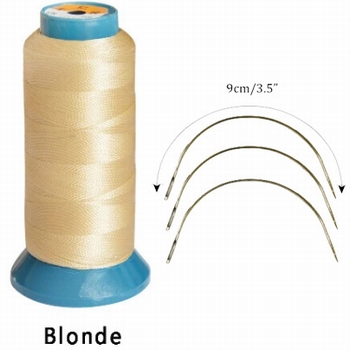 Tressen , Nähgarn,  Farbe Blond - inklusive 3 Nadeln