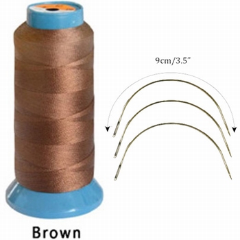 Hair weaving tread, color  Brown - incuded 3 needles