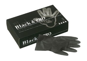 Black latex satin handschoenen - large