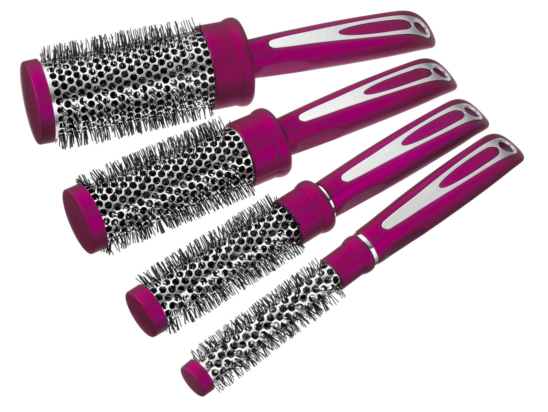 Round styler brush set (4), color Red.